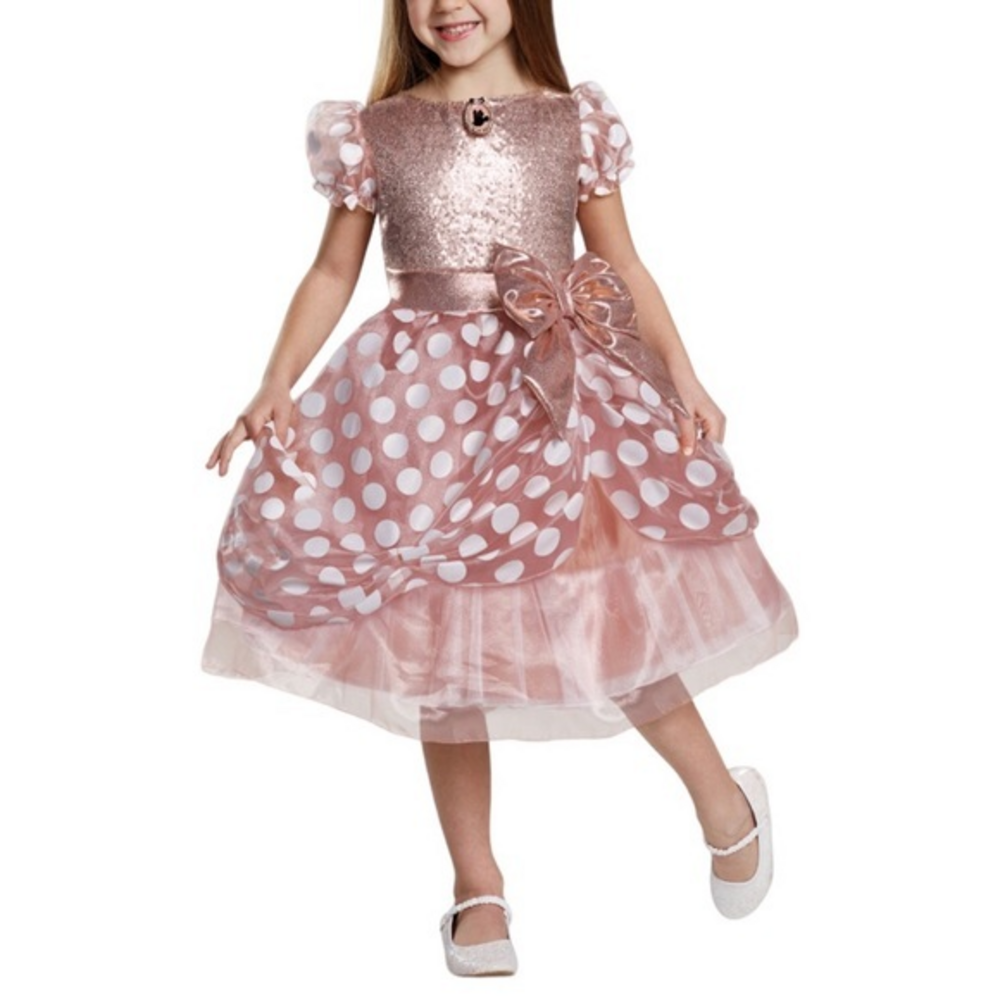 Disney‎ Minnie Mouse Deluxe Rose Gold Halloween Costume Dress XS 3T-4T - Picture 1 of 9